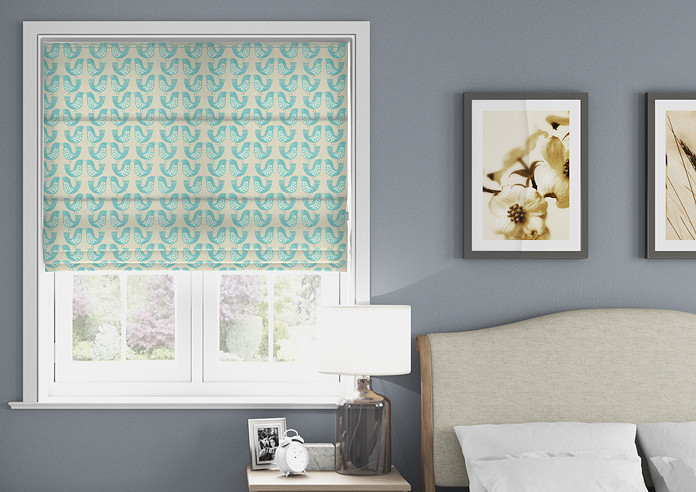 Scandi Birds, Aqua - Roman Blind - Image 3